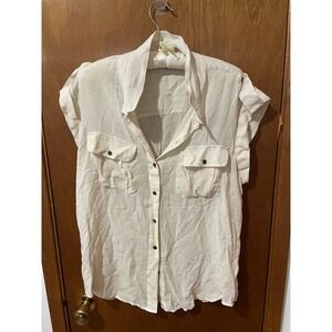 Broadway & Broome Madewell Womens Size Large Cream Ivory 100% Silk Sheer Blouse‎